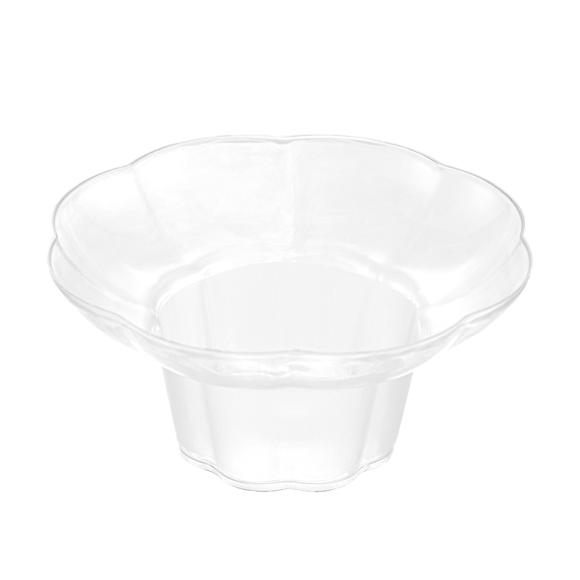 Mini Serve 3 oz Clear Plastic Flower Bowl - 4" x 4" x 2" - 100 count box