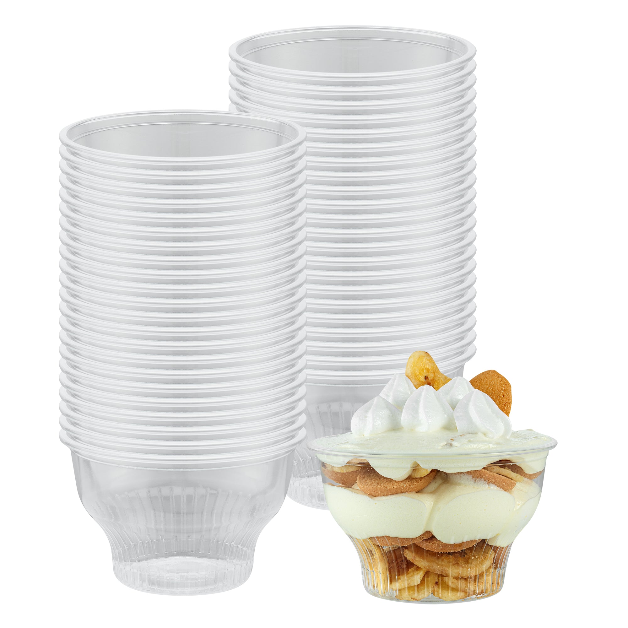 RW Base 8 oz Round Clear Plastic Dessert Cup - 3 3/4" x 3 3/4" x 2 1/2" - 500 count box