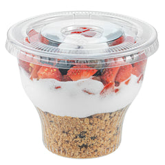 RW Base Round Clear Plastic Flat Lid - Fits Plastic Dessert Cup - 3 3/4