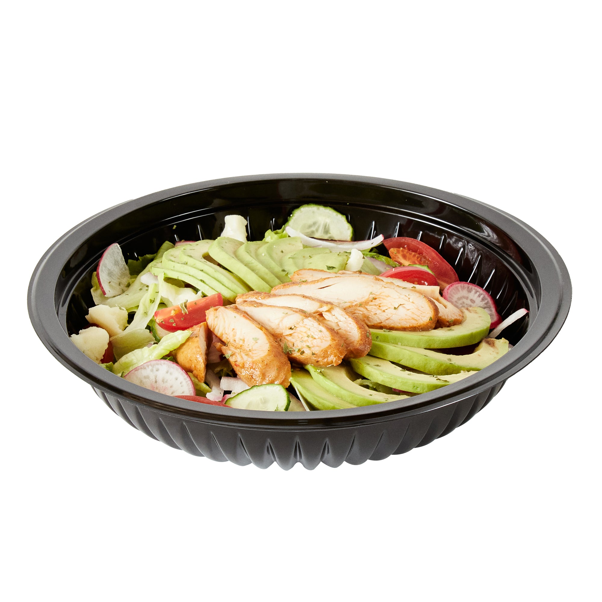 RW Base 34 oz Round Black Plastic Bowl - Microwavable - 9" x 9" x 2" - 100 count box