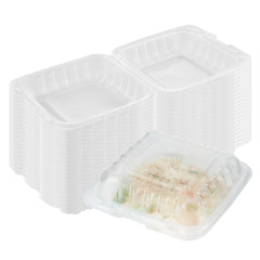 RW Base 30 oz Square Clear Plastic Clamshell Container - Anti-Fog, Microwavable - 7 1/2