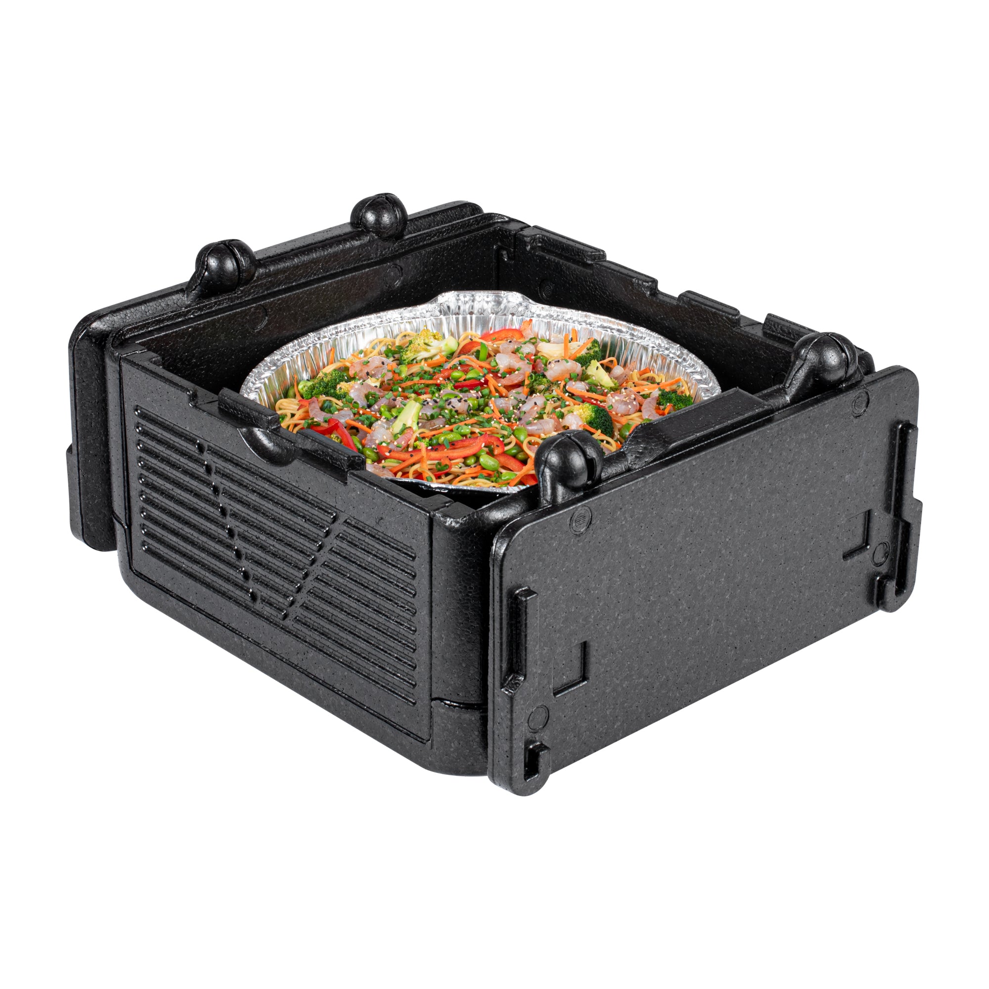 Cater Tek Black EPP Food Pan Carrier - Insulated, Top Loading, Collapsible - 16 3/4" x 16 3/4" x 9" - 1 count box