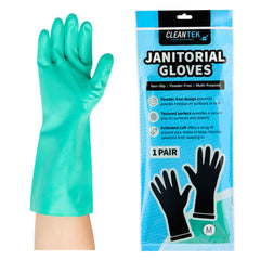 Clean Tek Professional Green Medium Nitrile Gloves - 15 mil, Flock Lining, Chemical-Resistant - 13