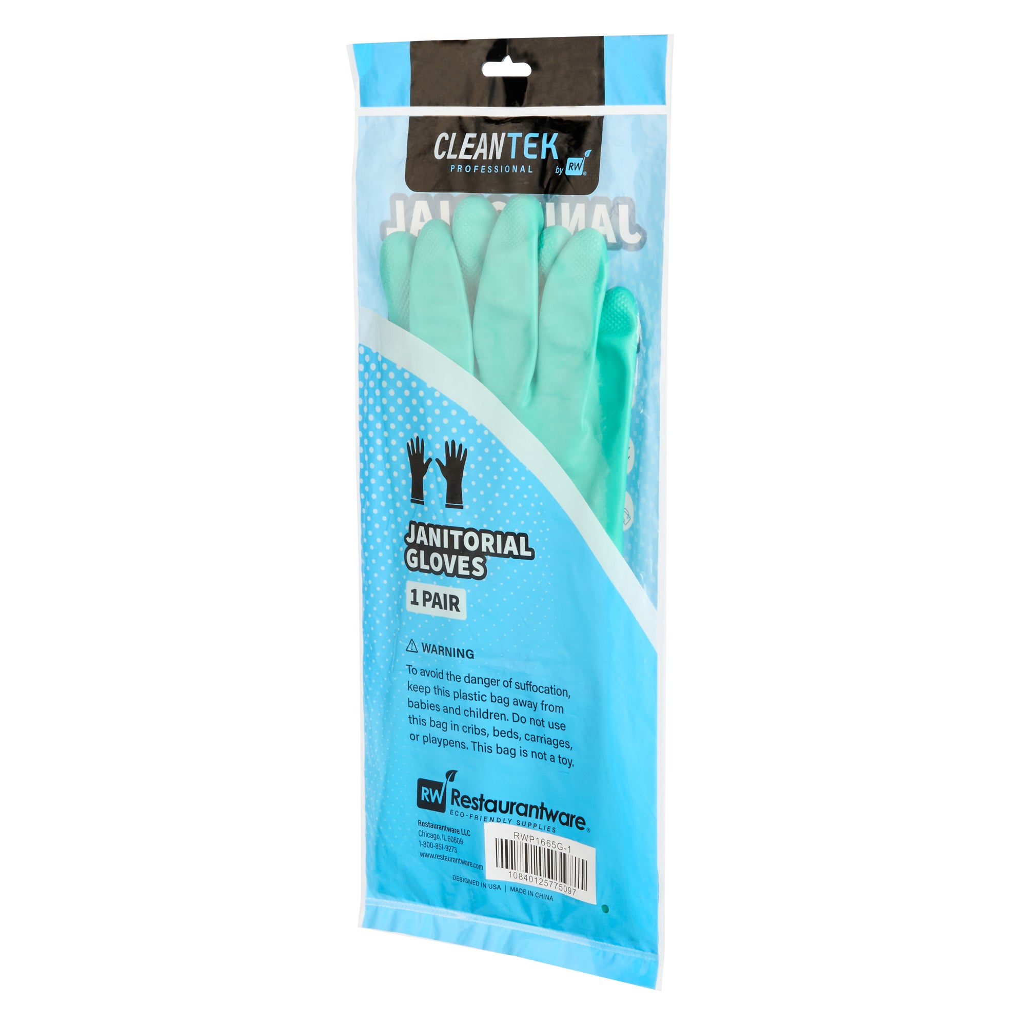 Clean Tek Professional Green Medium Nitrile Gloves - 15 mil, Flock Lining, Chemical-Resistant - 13" x 4 1/4" - 10 pair