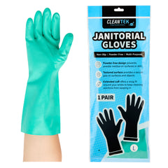 Clean Tek Professional Green Large Nitrile Gloves - 15 mil, Flock Lining, Chemical-Resistant - 13