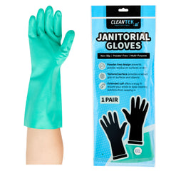 Clean Tek Professional Green XXL Nitrile Gloves - 15 mil, Flock Lining, Chemical-Resistant - 13