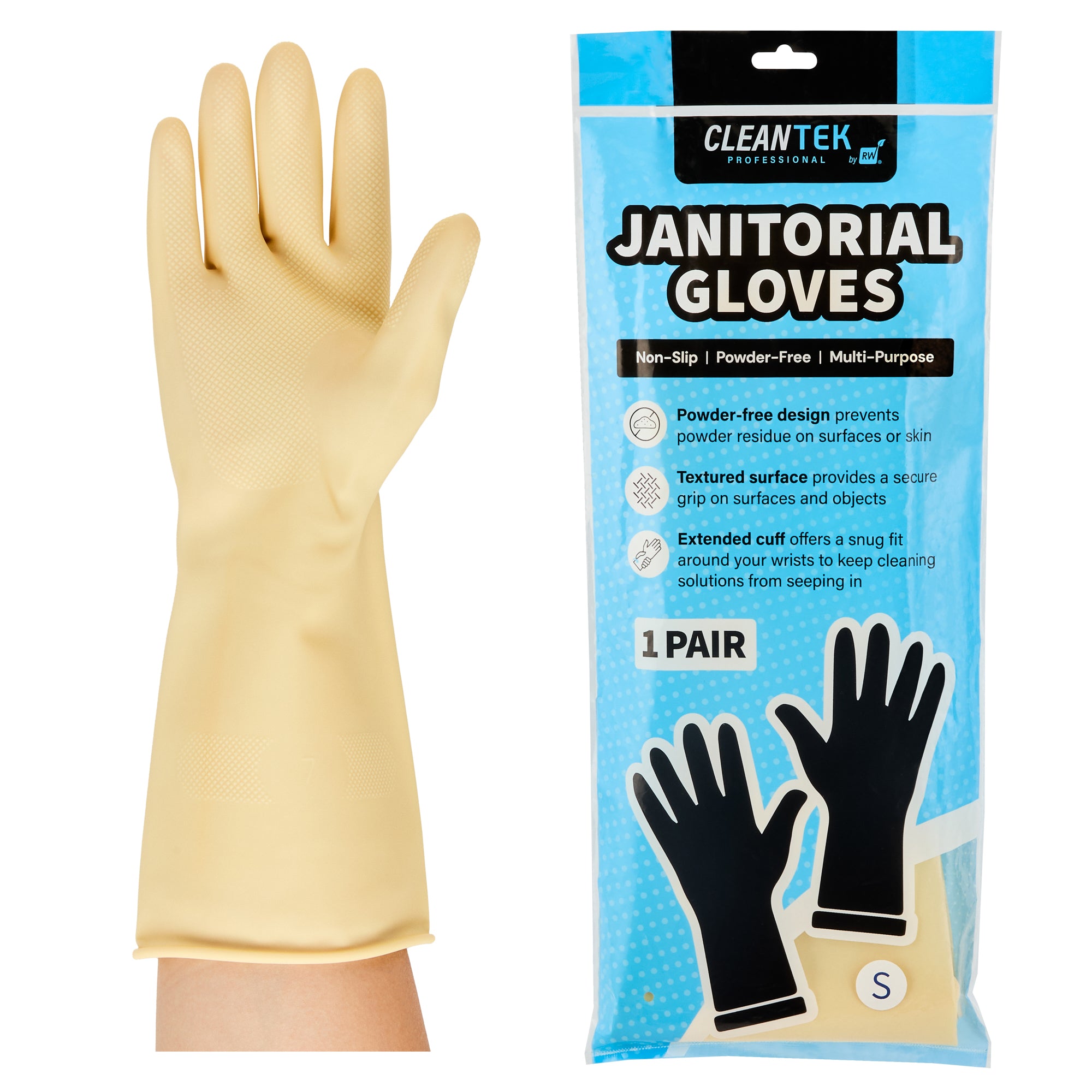 Clean Tek Professional Yellow Small Latex Gloves - 22 mil - 13" x 4 1/4" - 10 pairs