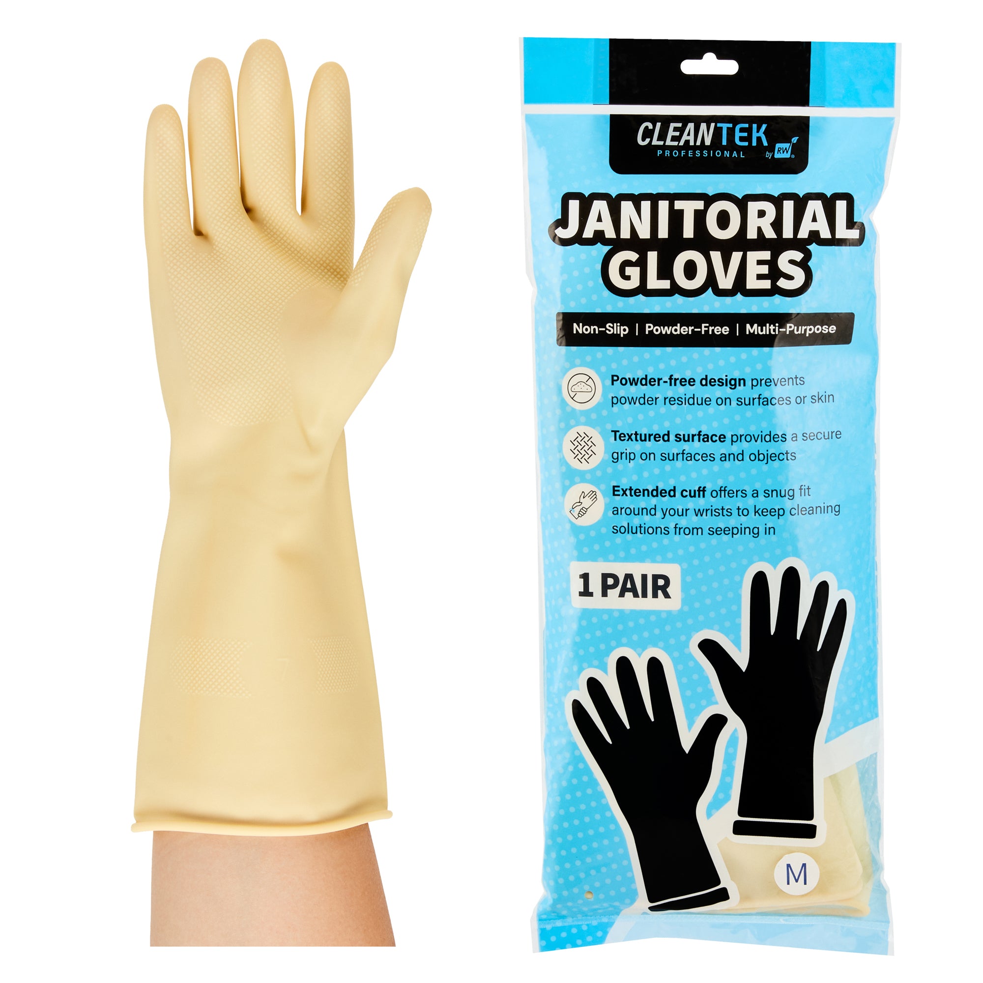 Clean Tek Professional Yellow Medium Latex Gloves - 22 mil - 13" x 4 1/4" - 10 pairs