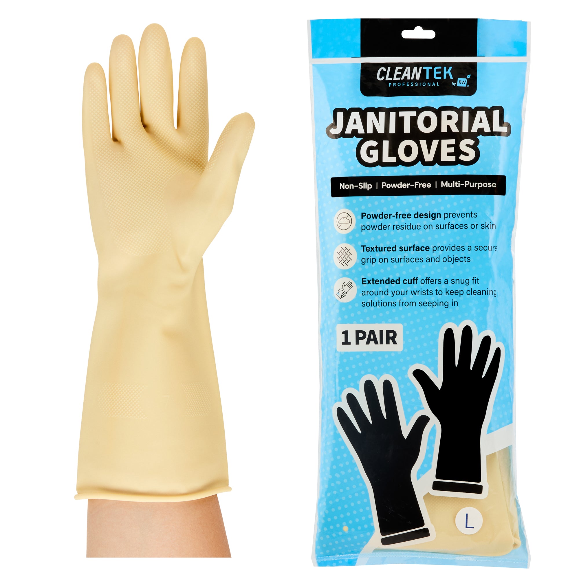 Clean Tek Professional Yellow Large Latex Gloves - 22 mil - 13" x 4 1/2" - 10 pairs