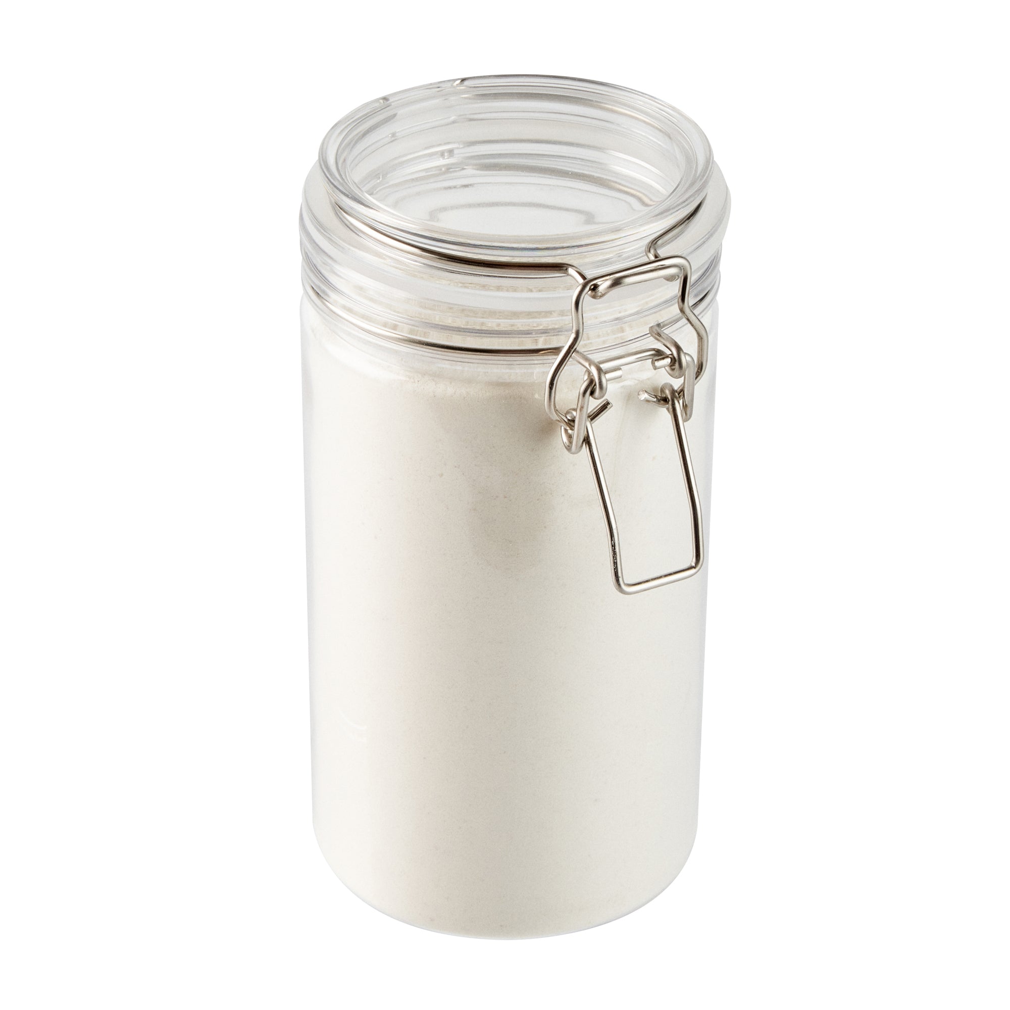 Met Lux 32 oz Round Clear Plastic Storage Jar - with Hinged Lid - 3 3/4" x 3 3/4" x 7 1/4" - 20 count box