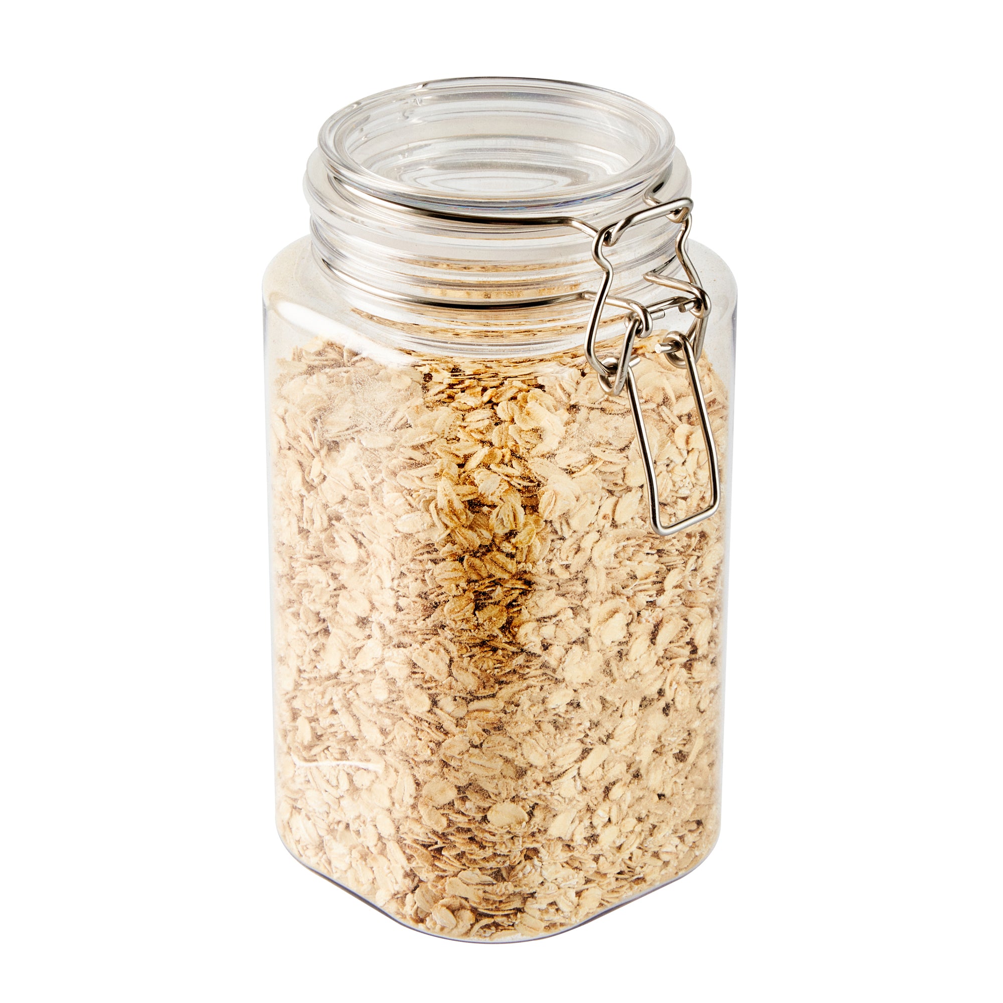 Met Lux 53 oz Round Clear Plastic Storage Jar - with Hinged Lid - 4 1/4" x 4 1/4" x 7 3/4" - 20 count box