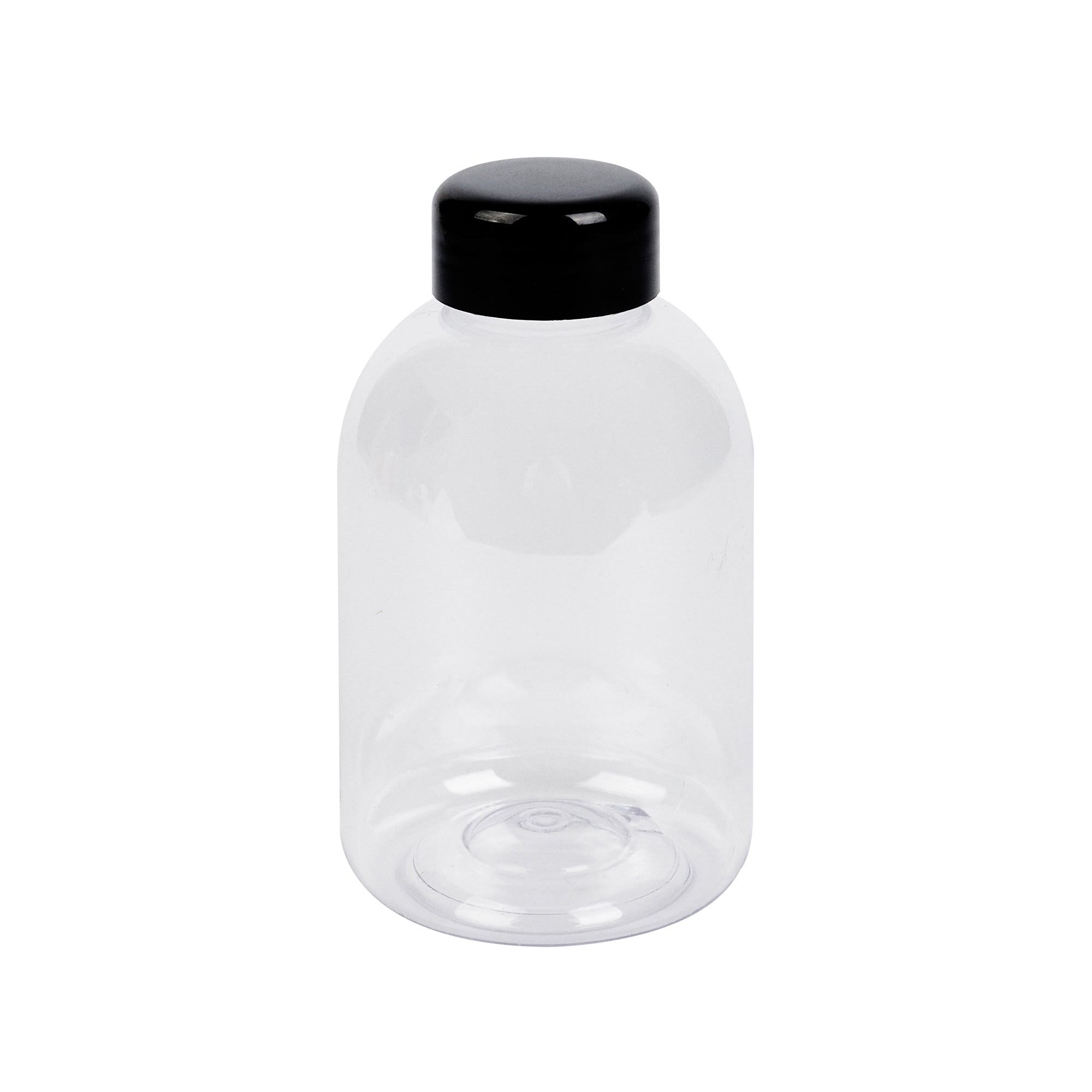 Bottle Tek 17 oz Round Clear PET Juice Bottle - with Cap - 5 1/2" x 5 1/2" x 3 1/4" - 100 count box