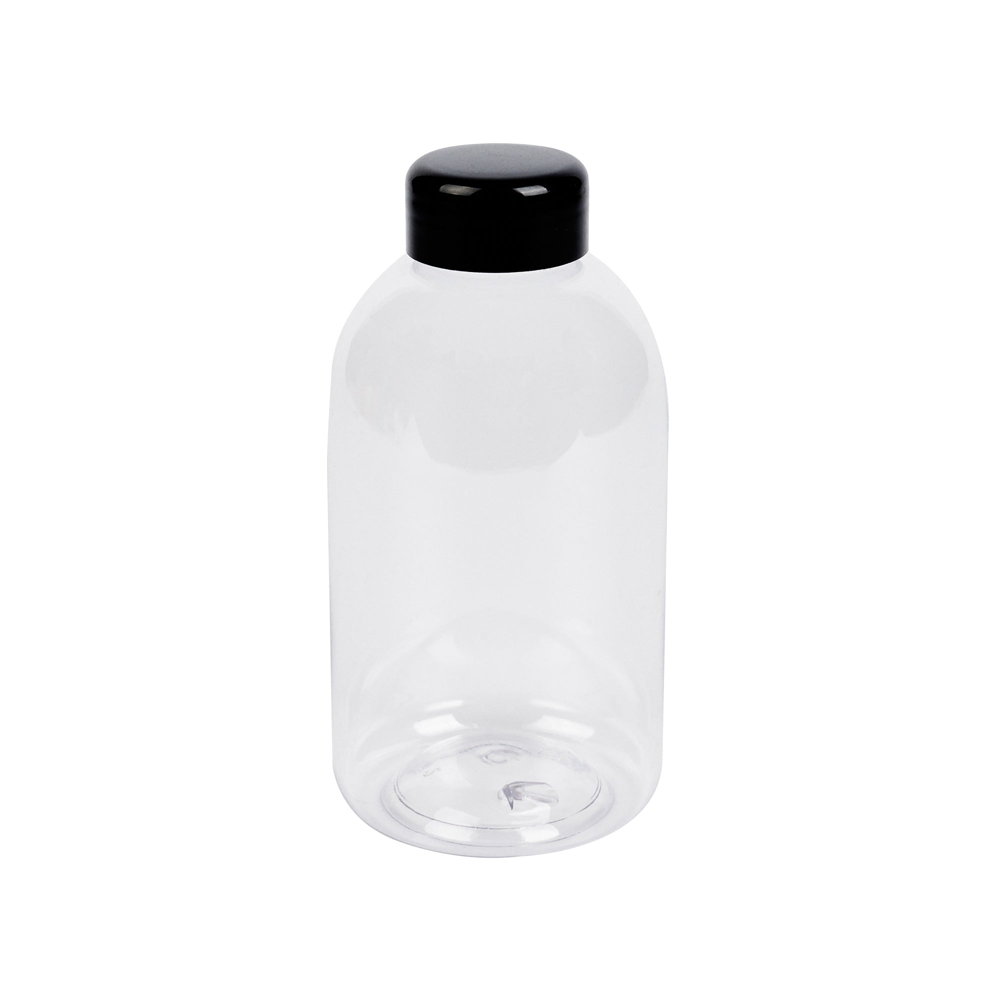 Bottle Tek 20 oz Round Clear PET Juice Bottle - with Cap - 3 " x 3" x 6 1/4" - 100 count box"