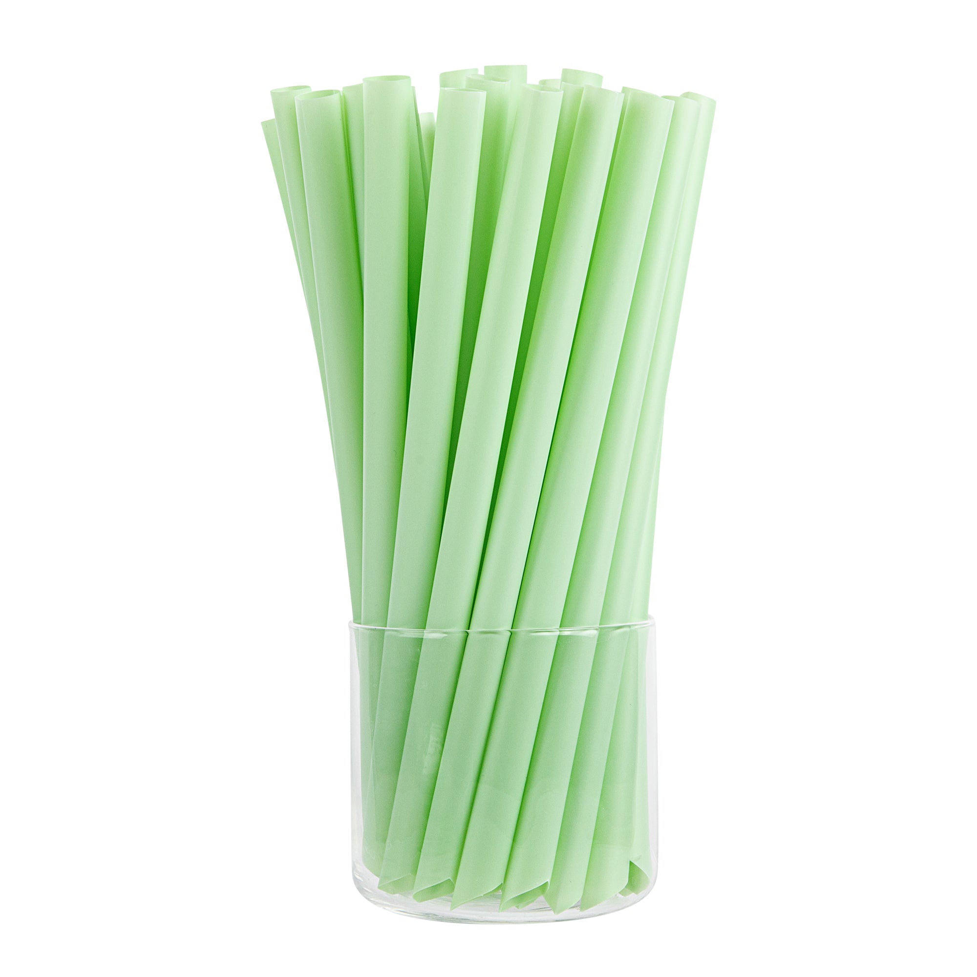 Basic Nature Green PLA Plastic Extra Wide Boba Straw - Unwrapped, Compostable, Pointed - 9" - 1000 count box