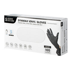 Serve Secure Black Small Synmax Vinyl Gloves - Powder-Free, Latex-Free - 9