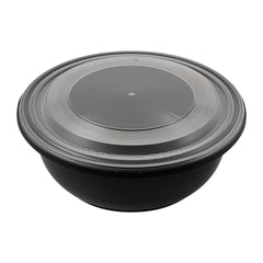 Cater Tek 169 oz Round Black Catering / Serving Bowl - with Clear Lid, Microwavable - 11 3/4