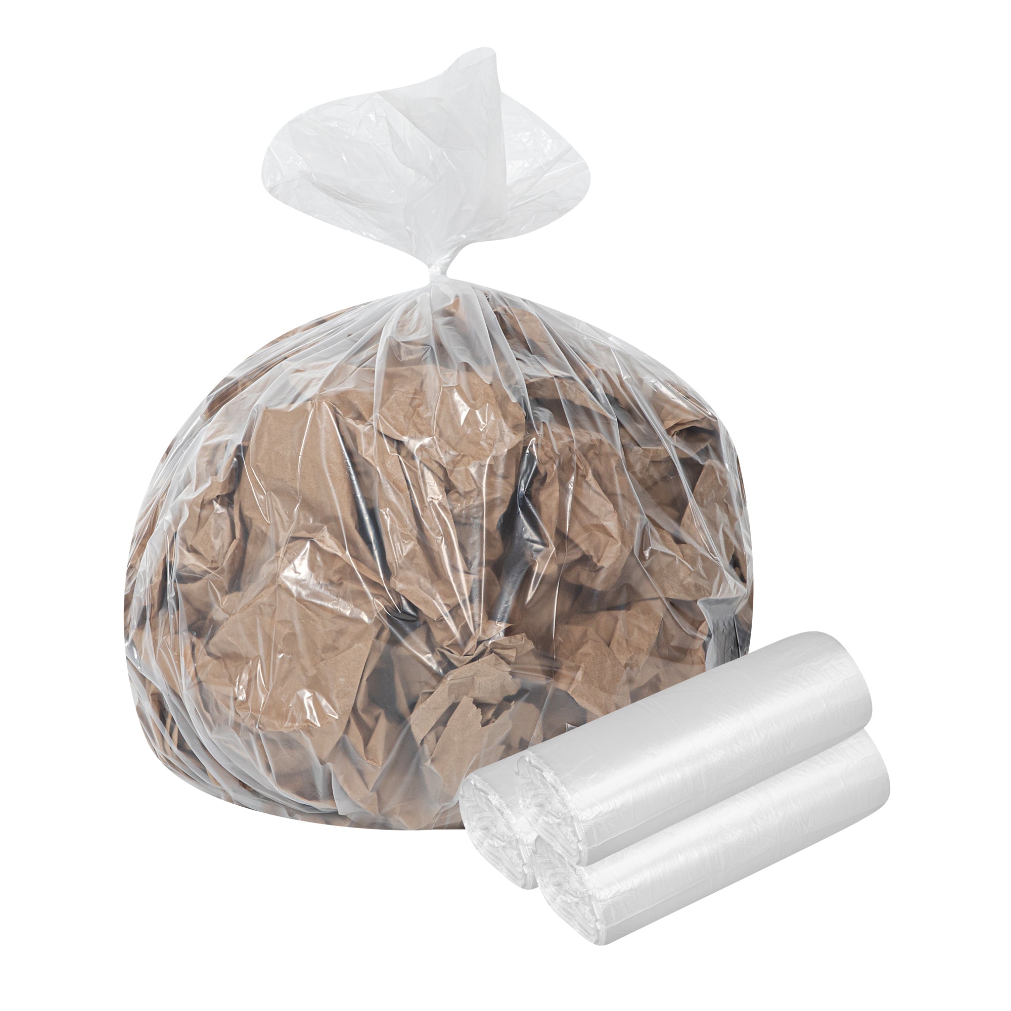 RW Clean 33 gal Clear Plastic Trash Can Liner - Medium-Duty, 1.1 mil - 33" x 39" - 100 count box