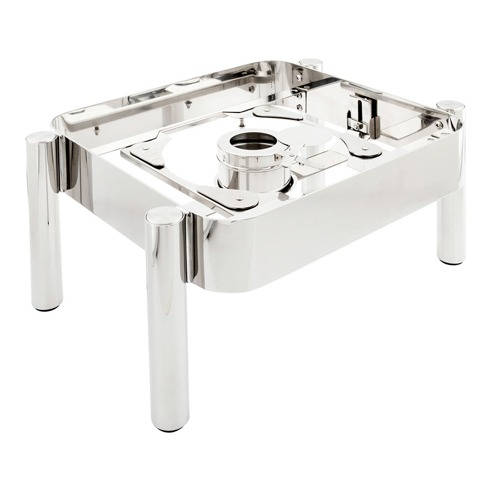 Met Lux 6 qt Rectangle Stainless Steel Straight Leg Stand - Fits Half Size Rectangle Chafer - 1 count box