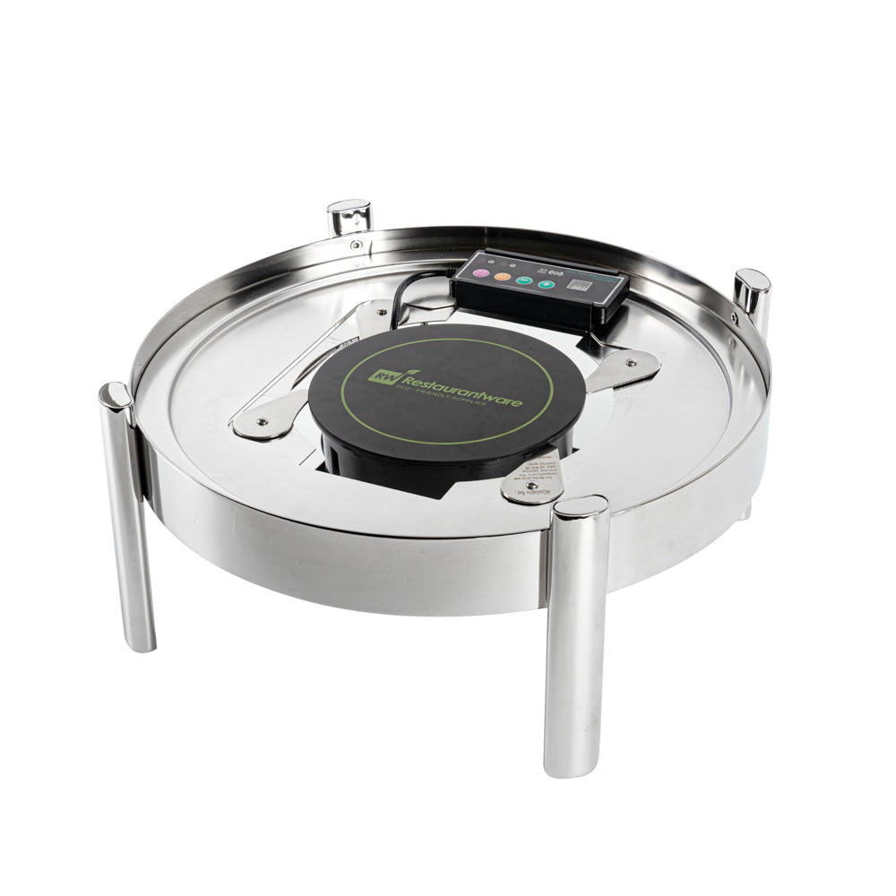 Met Lux Round Black Induction Warming Unit - For Compatible Chafers, 500W, Adjustable - 9 1/2" x 9 1/2" x 3" - 1 count box