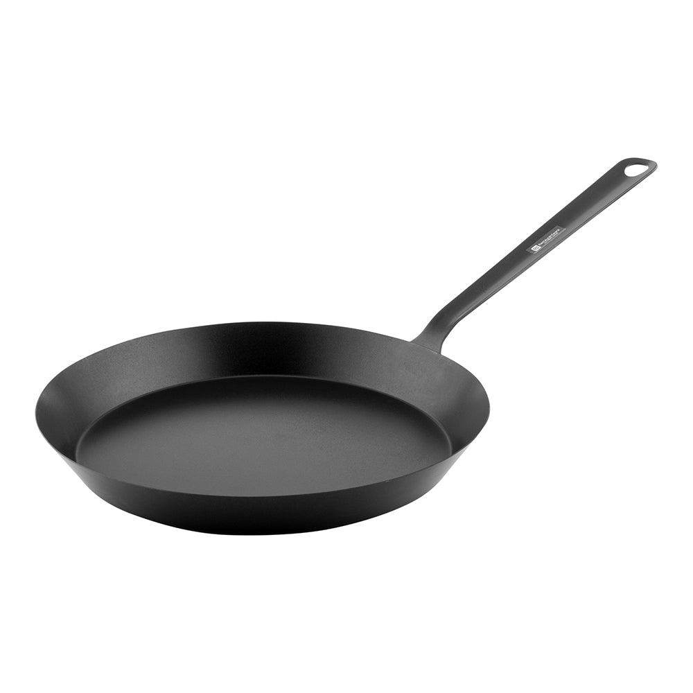 Met Lux Round Black Carbon Steel 12" Fry Pan - Non-Stick - 1 count box