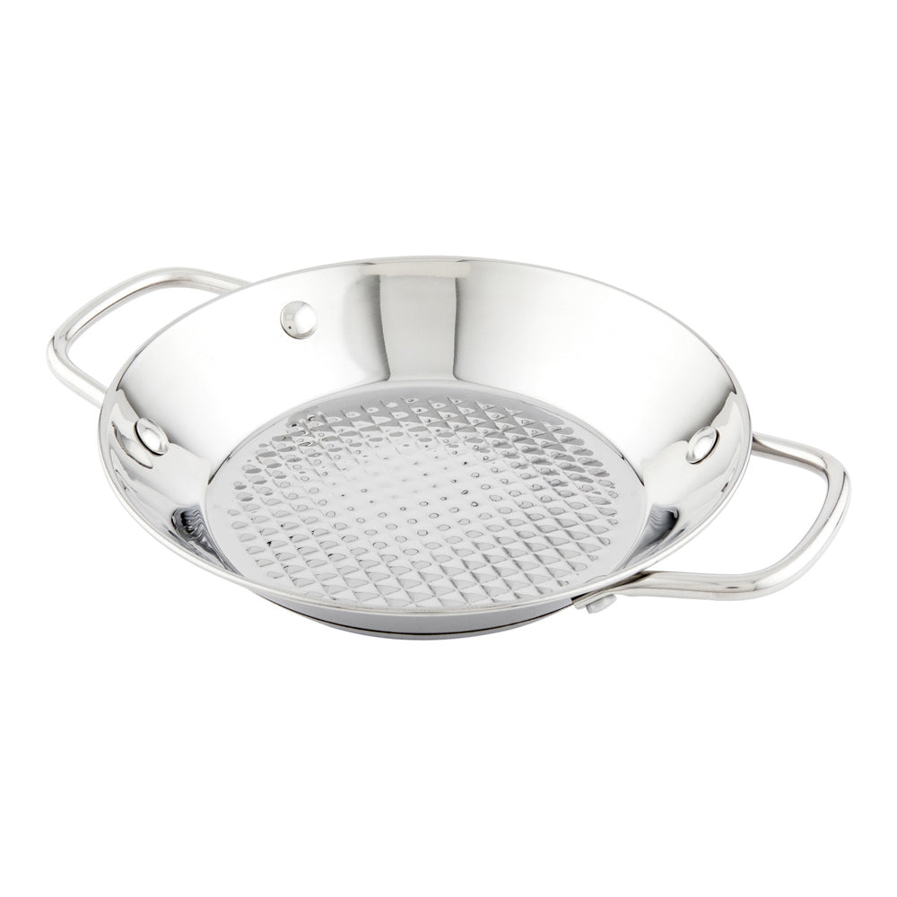 Met Lux Round Stainless Steel Paella Pan - Induction Ready - 11" x 8" x 1 1/2" - 1 count box