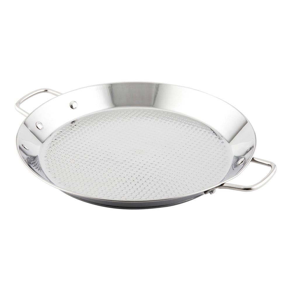 Met Lux Round Stainless Steel Paella Pan - Induction Ready - 13 1/2" x 10" x 1 1/2" - 1 count box