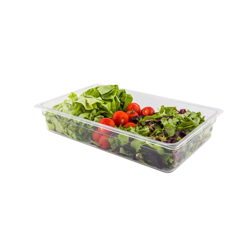 Met Lux Rectangle Clear Plastic Full Size Cold Food Storage Container - 4" Depth - 10 count box