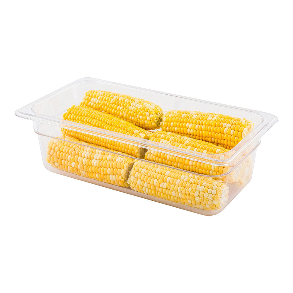 Met Lux Rectangle Clear Plastic 1/3 Size Cold Food Storage Container - 4" Depth - 10 count box