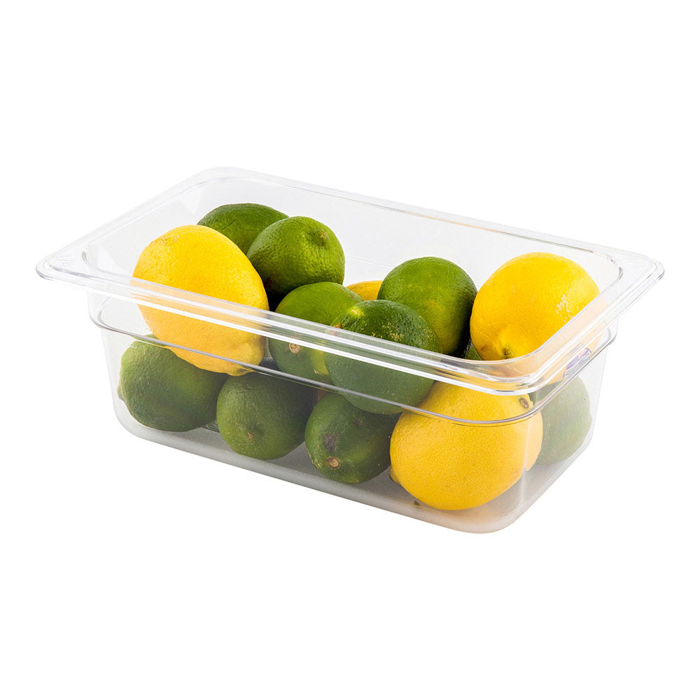 Met Lux Rectangle Clear Plastic 1/4 Size Cold Food Storage Container - 4" Depth - 1 count box