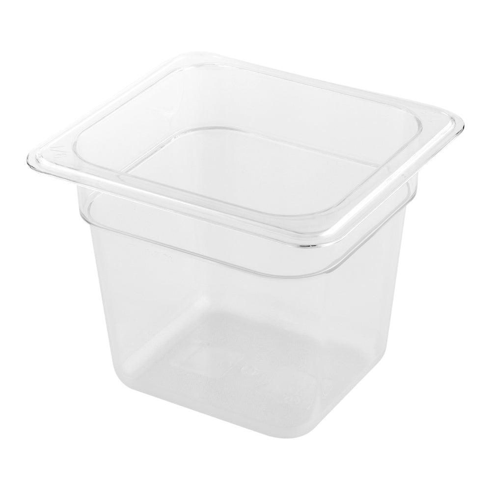 Met Lux Rectangle Clear Plastic 1/6 Size Cold Food Storage Container - 6" Depth - 10 count box