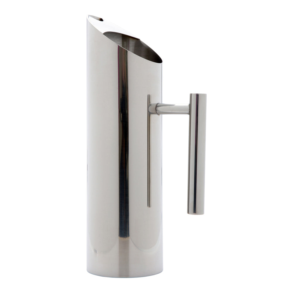 Met Lux 50 oz Round Polished Stainless Steel Water Pitcher - 3 1/2" x 3 1/2" x 11 3/4" - 1 count box