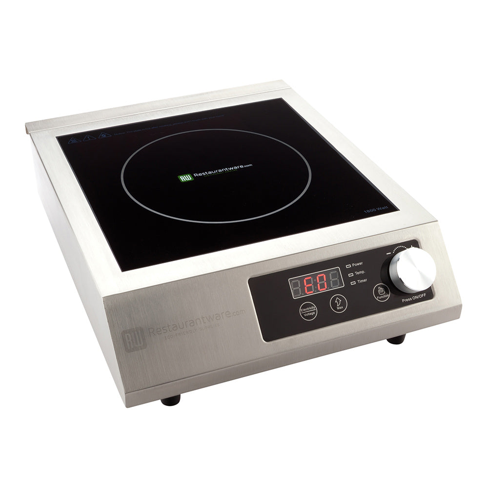 Square Stainless Steel Heavy-Duty Induction Cooktop - 120V, 1800 Watts - 18 1/2" x 14 1/2" x 5 3/4" - 1 count box