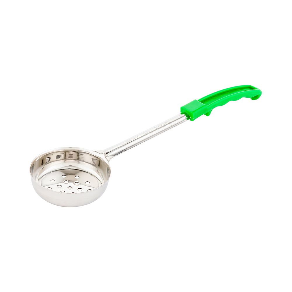 Met Lux 4 oz Stainless Steel Spoodle - Perforated, with Green Handle - 1 count box