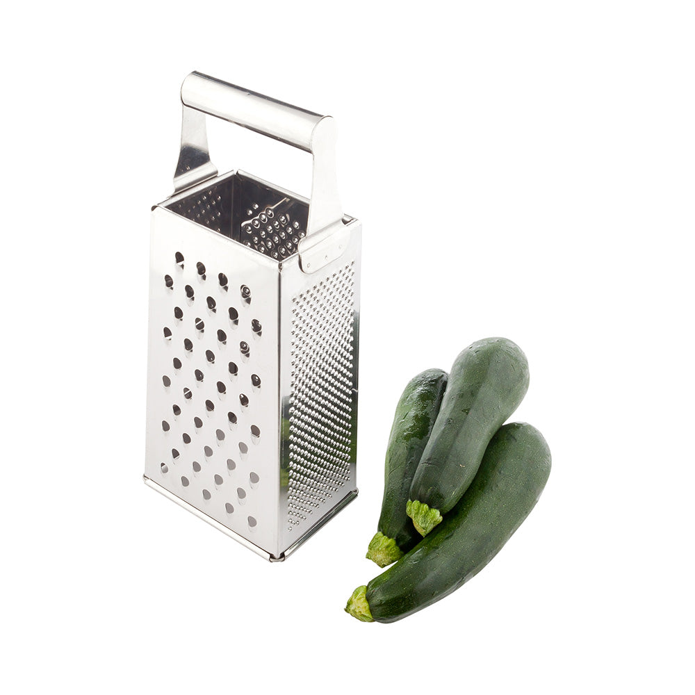 Met Lux Stainless Steel Heavy-Duty Four-Sided Cheese Grater - 4 1/4" x 3 1/4" x 10" - 1 count box