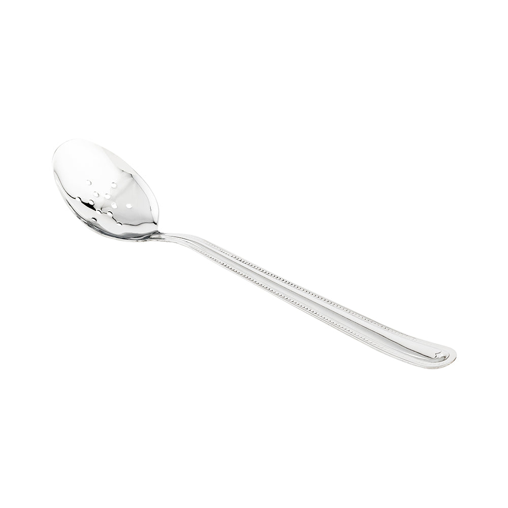 Met Lux Silver Stainless Steel Serving Buffet Spoon - Perforated - 12 1/2" - 1 count box