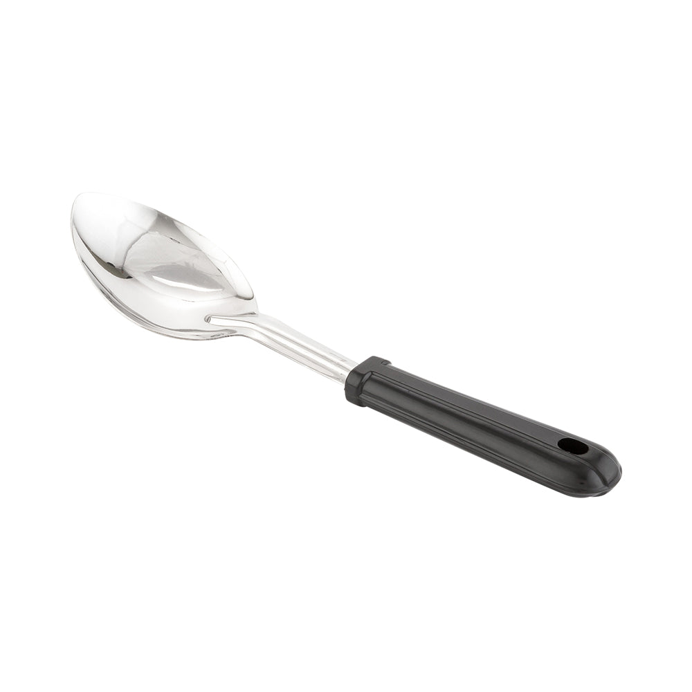 Met Lux Stainless Steel Serving Spoon - Solid, with Black Plastic Handle - 11" - 1 count box