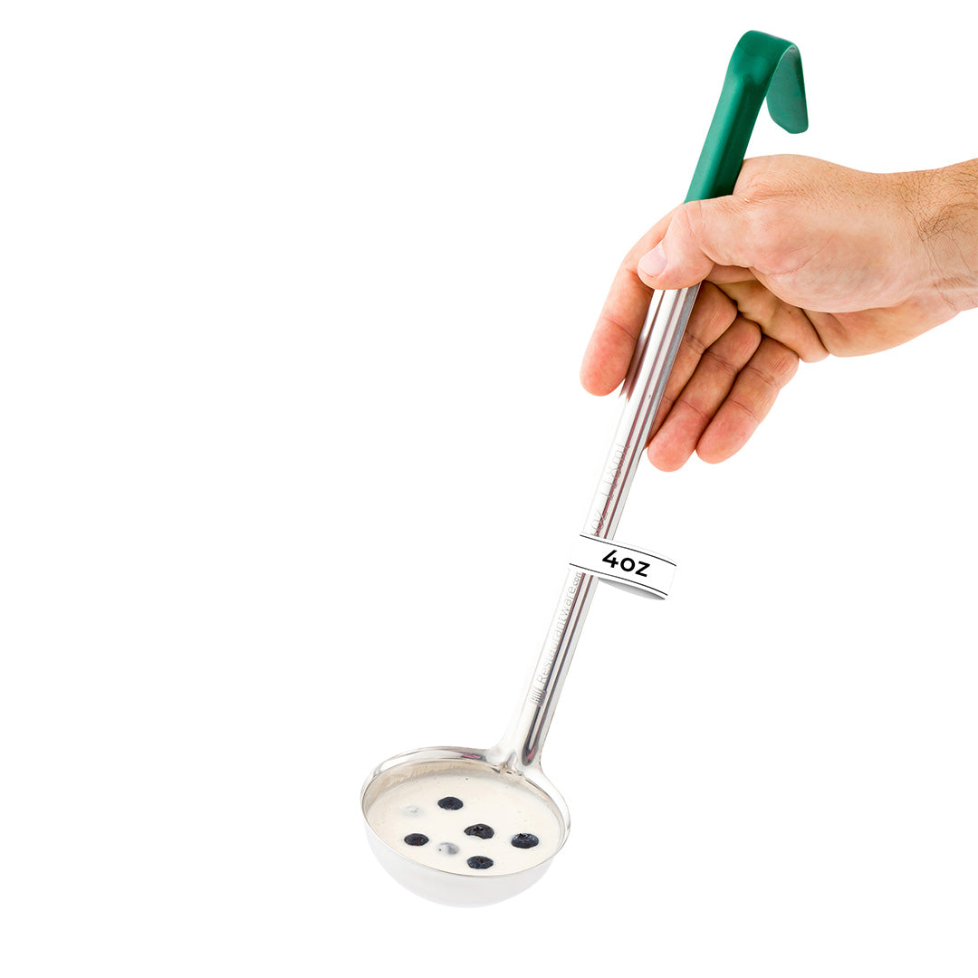 Met Lux 4 oz Stainless Steel Serving Ladle - with Green Handle - 13 3/4" - 1 count box