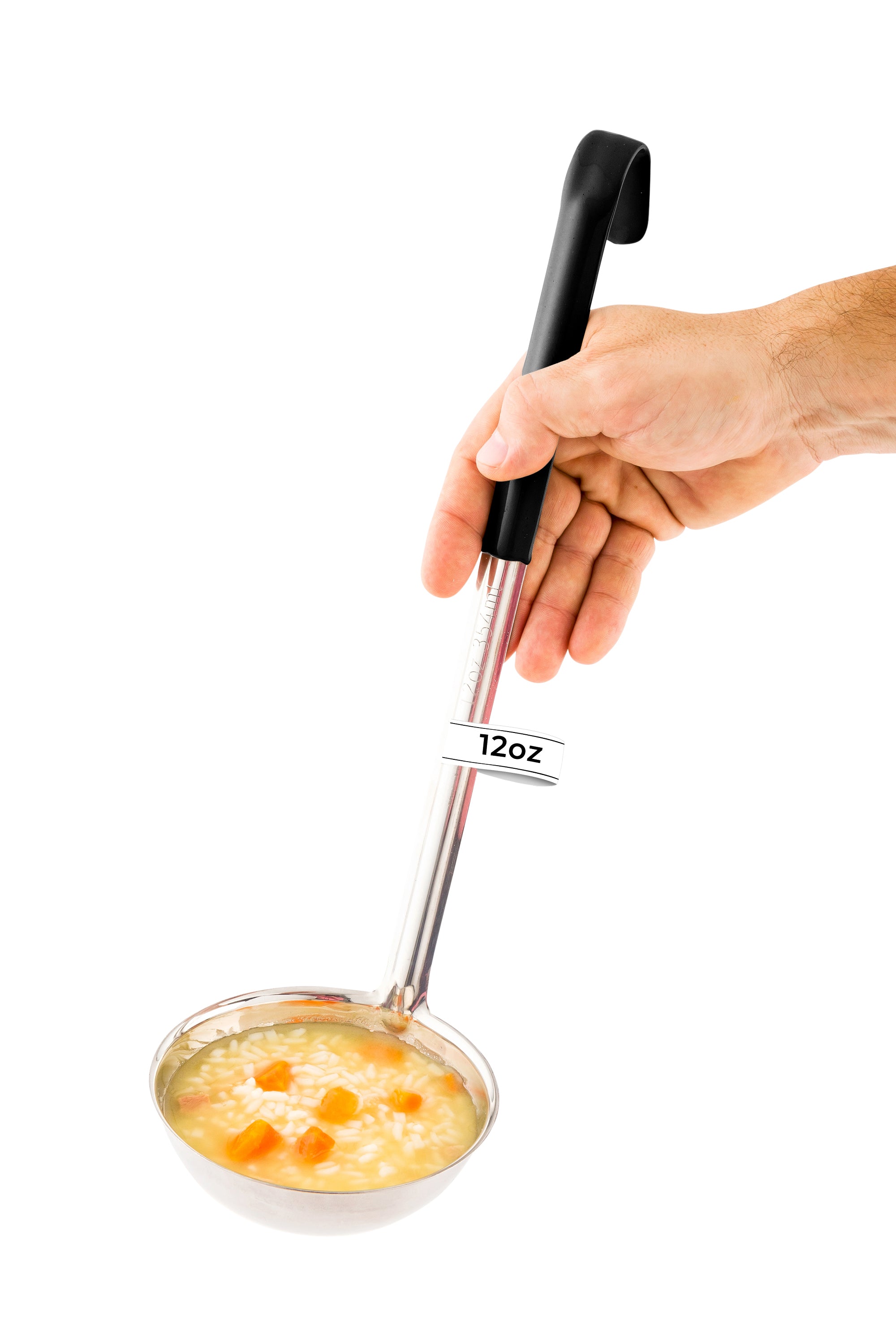 Met Lux 12 oz Stainless Steel Serving Ladle - with Black Handle - 15 1/2" - 1 count box