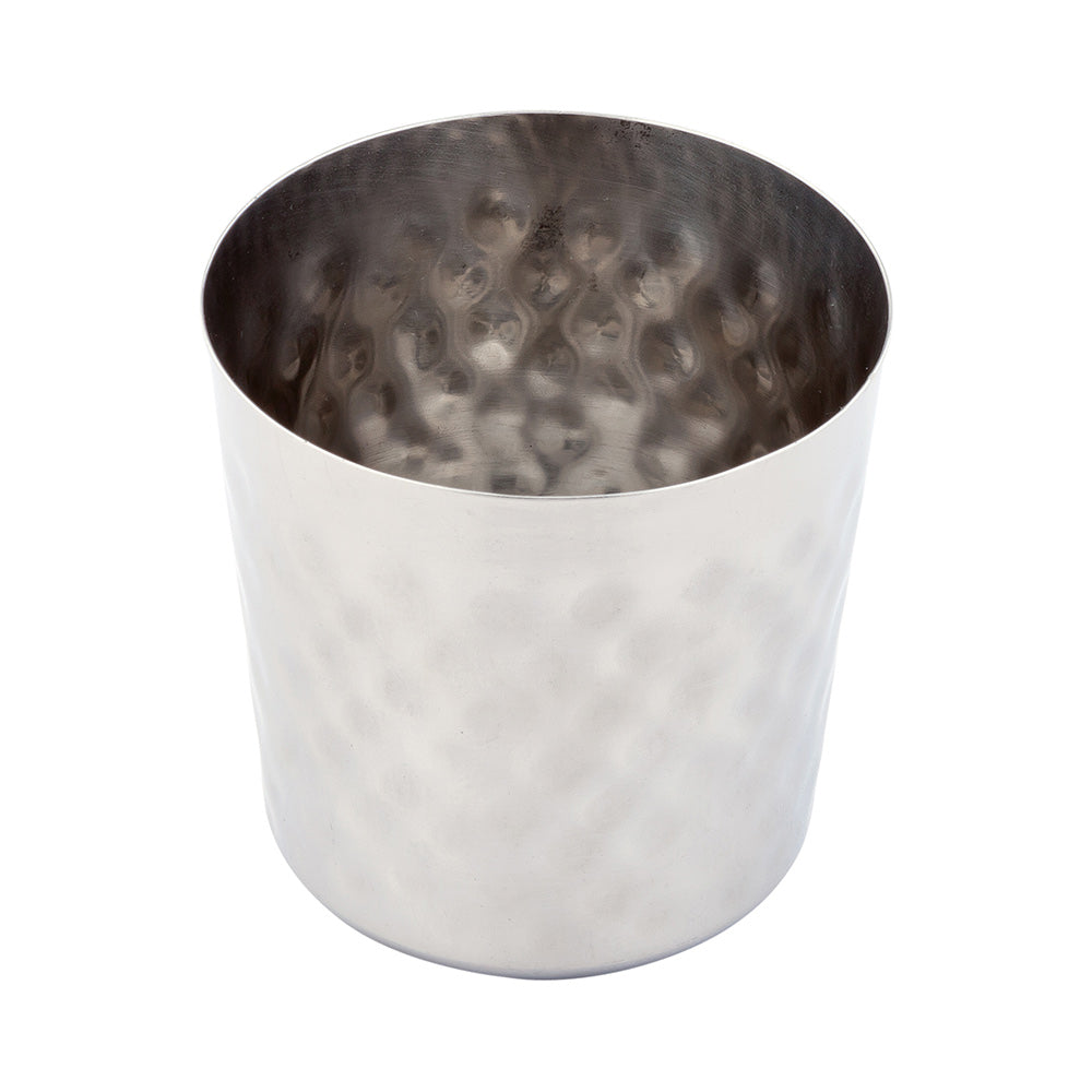 Met Lux Stainless Steel French Fry Cup - Hammered, Mirrored Finish - 3 1/2" x 3 1/2" - 1 count box