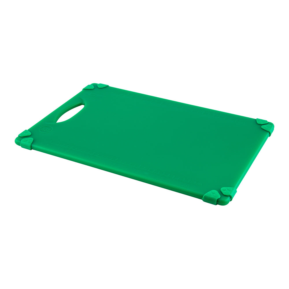 Sure Grip Green Plastic Cutting Board - Non-Slip, Measurement Markers, Carrying Handle - 12" x 18" - 1 count box