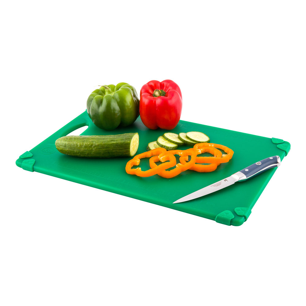 Sure Grip Green Plastic Cutting Board - Non-Slip, Measurement Markers, Carrying Handle - 12" x 18" - 1 count box