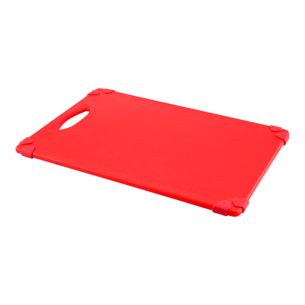 Sure Grip Red Plastic Cutting Board - Non-Slip, Measurement Markers, Carrying Handle - 12" x 18" - 1 count box