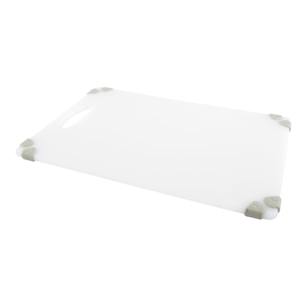 Sure Grip White Plastic Cutting Board - Non-Slip, Measurement Markers, Carrying Handle - 12" x 18" - 1 count box