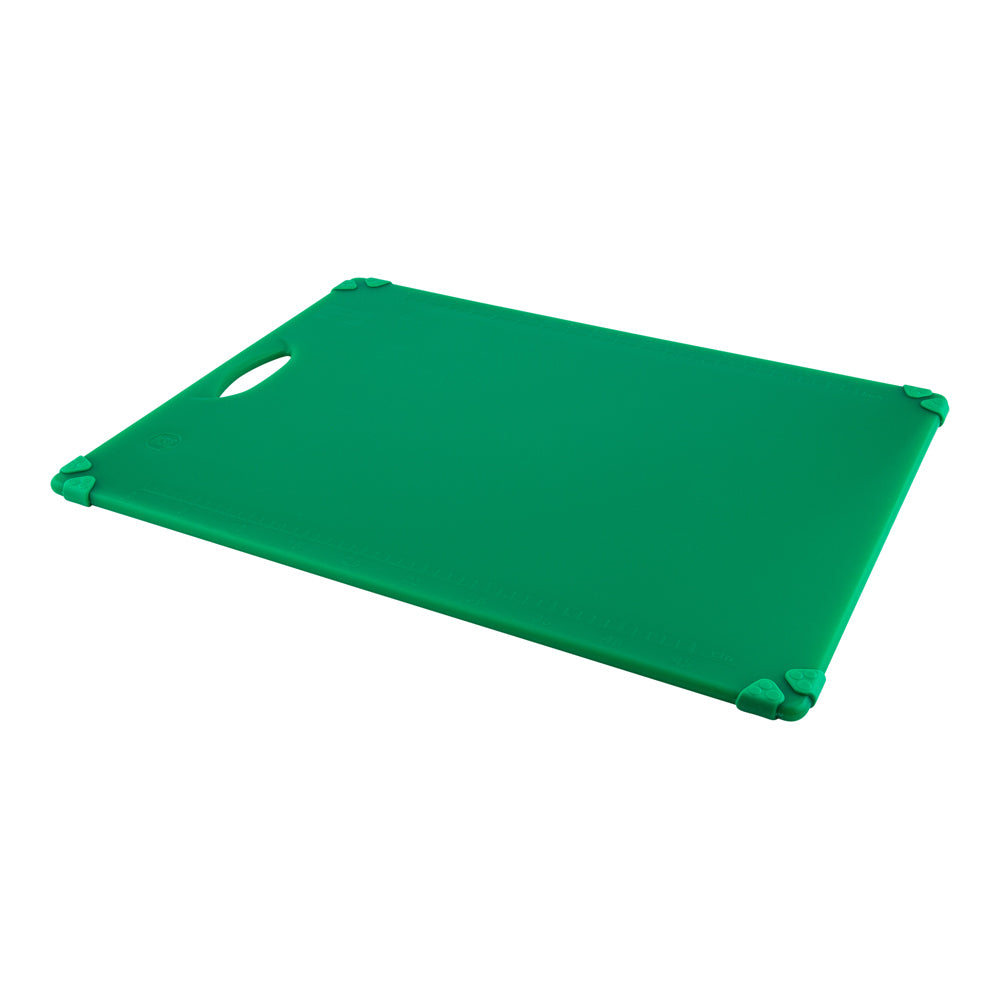 Sure Grip Green Plastic Cutting Board - Non-Slip, Measurement Markers, Carrying Handle - 18" x 24" - 1 count box