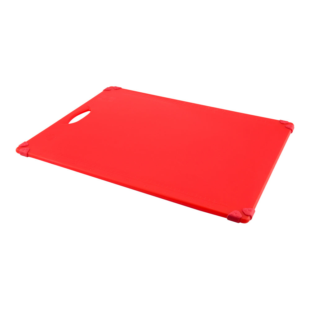 Sure Grip Red Plastic Cutting Board - Non-Slip, Measurement Markers, Carrying Handle - 18" x 24" - 1 count box