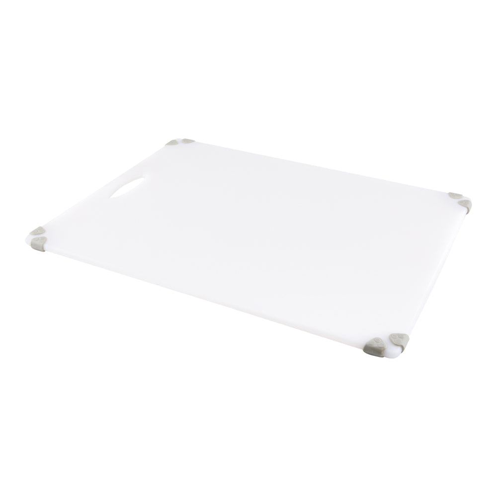 Sure Grip White Plastic Cutting Board - Non-Slip, Measurement Markers, Carrying Handle - 18" x 24" - 1 count box