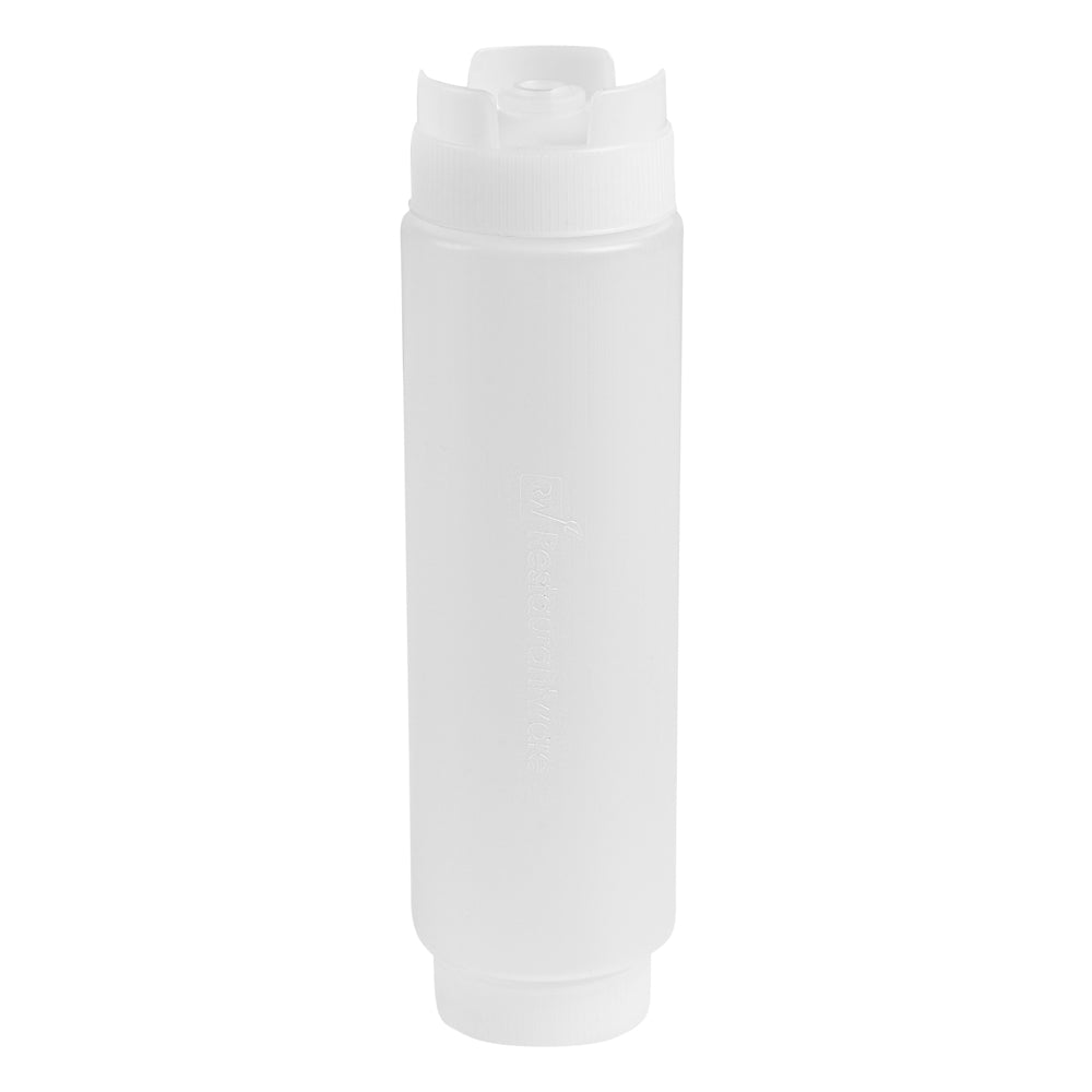 First In First Out 16 oz Clear Plastic Squeeze Bottle - Inverted, Refill & Dispensing Lid - 2 1/2" x 2 1/2" x 8 1/4" - 6 count box