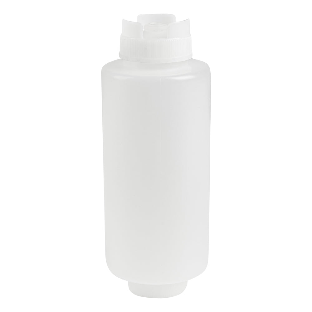 First In First Out 32 oz Clear Plastic Squeeze Bottle - Inverted, Refill & Dispensing Lid - 3 1/2" x 3 1/2" x 9" - 1 count box