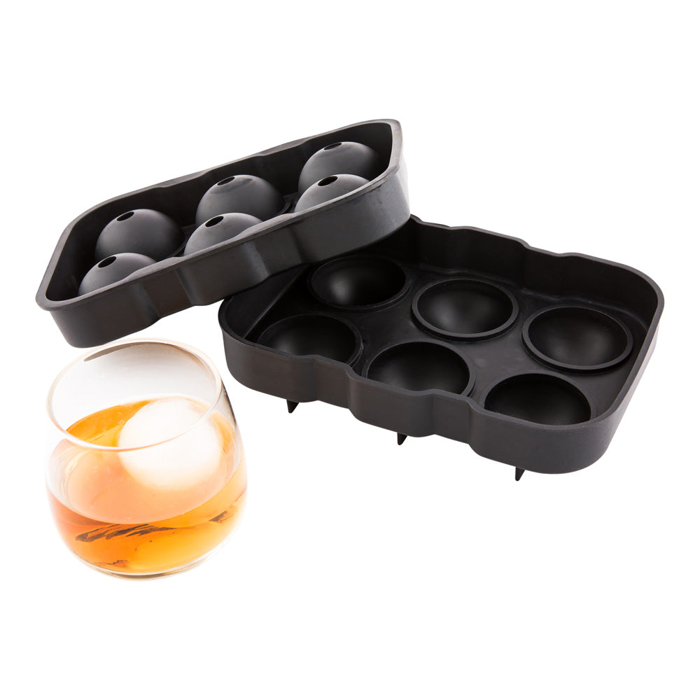 Bar Lux Black Silicone Ice Mold - 2" Sphere, 6 Compartments - 1 count box