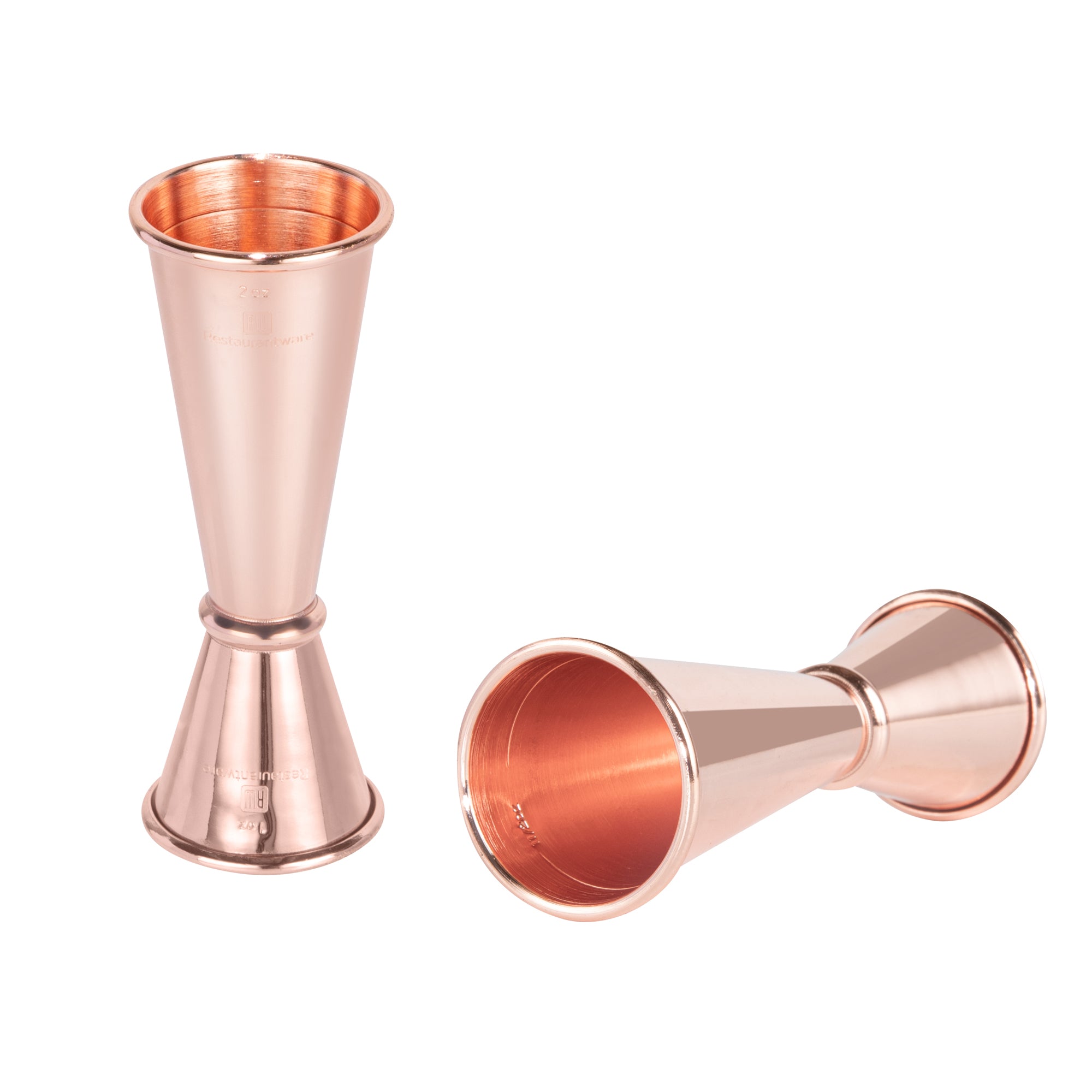 Bar Lux 1 oz / 2 oz Copper-Plated Stainless Steel Jigger - Japanese Style - 1 count box